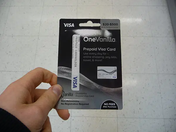 Onevanilla card with deals name on it